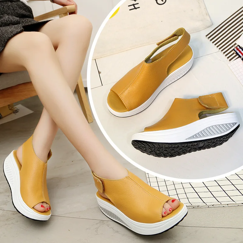 2024 Women Mother Female Shoes Sandals Flats Cow Genuine Leather PU Casual Summer Cool Beach Slip On Size 35-43