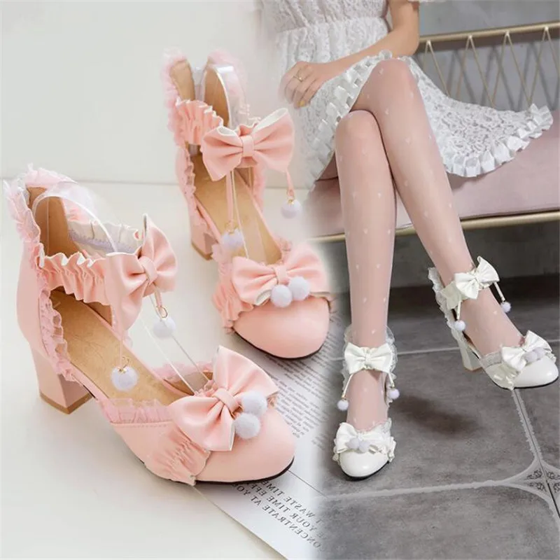 Chaussures à talons hauts princesse pour filles, nœud papillon, chaussures de mariage pour enfants, chaussures Lolita pour enfants, mode