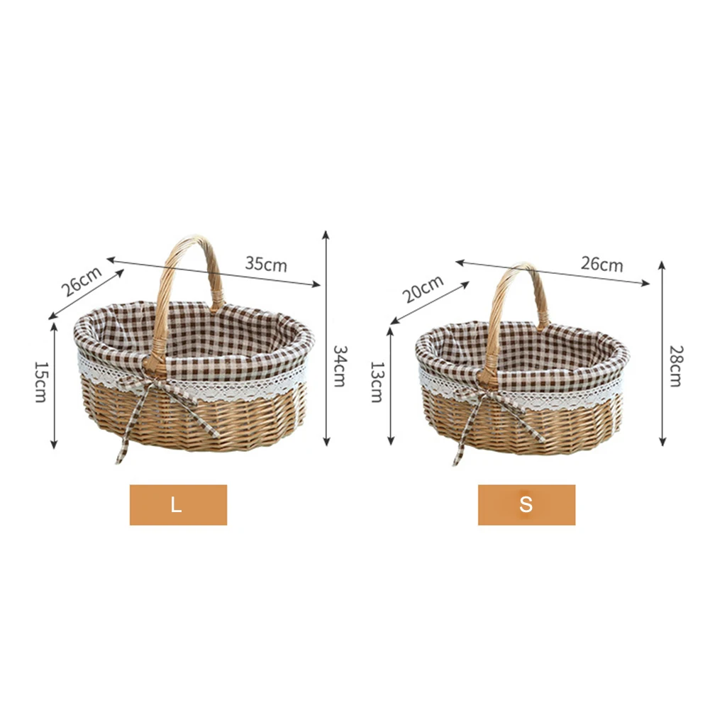 Wicker Rattan Storage Basket DIY Home Desktop Finishing Picnic Fruit Basket Garbage Storage Box Flower Jewelry Makeup Manager