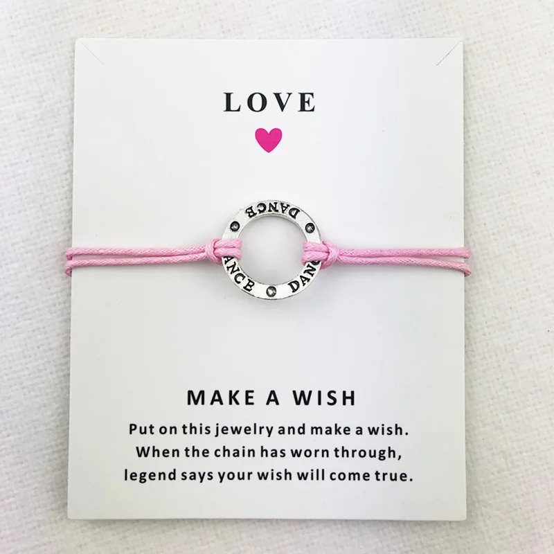 Dance Dancer Charm Bracelets Love Wish Heart Women&Men Boys Girls Unisex Fashion Jewelry Friendship Gifts Card