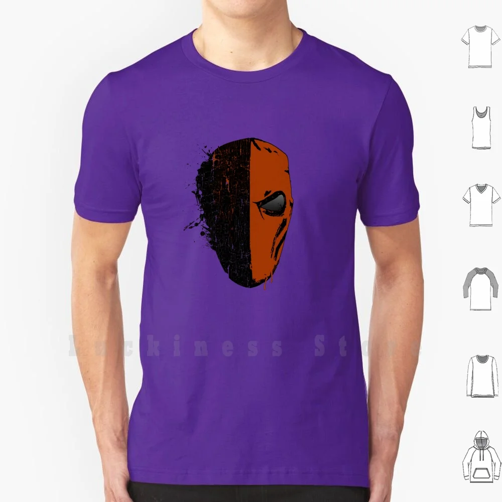 Deathstroke T Shirt Cotton Men Women DIY Print Death Stroke Deathstroke Arrow Green Sword Mask Orange Black Splatter Helmet