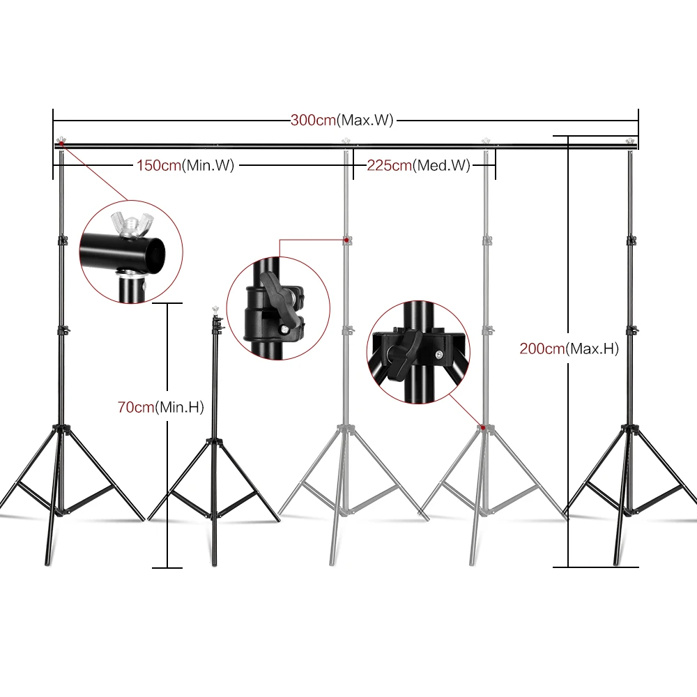 SH Photography Photo Studio Lighting Kit 2x3M Background Tripod Stand With 4Pcs Backdrop Portable Bag LED Light Softbox Umbrella