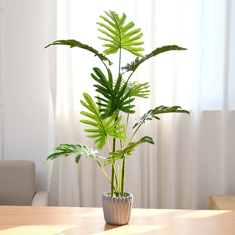 

60/90cm Tropical Monstera Large Artificial Plants Fake Palm Tree Potted Floor Palm Leaves For Home Garden Wedding Office Decor