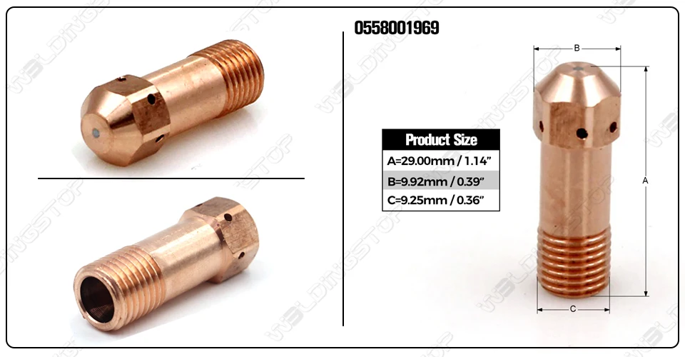 0558001969 Elektrode für Esab PT-32 PT32EH Plasmaschneidbrenner 10 Stück – Detail 1