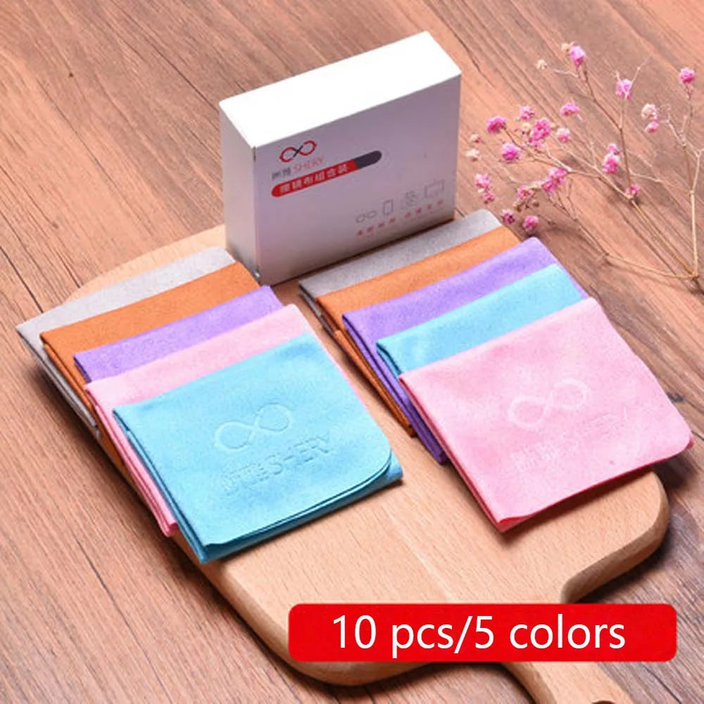 10pcs/Lot  Suede Glasses Clean Microfiber Glasses Cleaning Cloth For Lens Phone Screen Cleaning Wipe High Quality