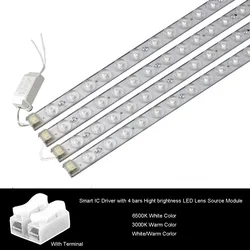 High Brightness LED Light Source Module With IC Driver 4 Strips 3 Colors Dimming Room Ceiling Lamp Lens Light Source Replacement