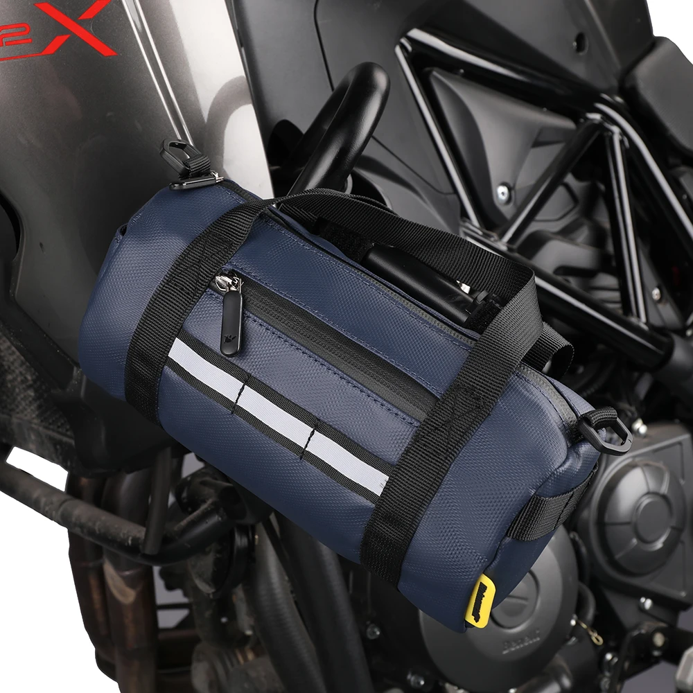 Immagine 4: Borsa per moto Rhinowalk borsa per attrezzi laterale per moto da 2,5 litri borsa per ciclismo con motore per bagagli all'aperto accessori per paraurti con striscia riflettente