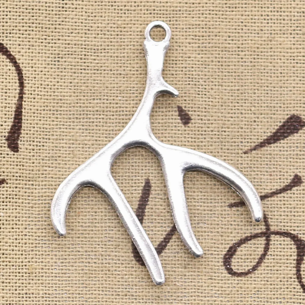 8pcs Charms Buckhorn Antler Deer 51x40mm Antique Silver Color Pendants DIY Crafts Making Findings Handmade Tibetan Jewelry