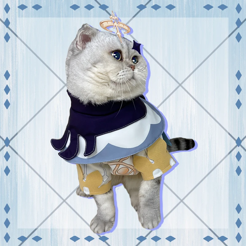 Pet Clothes Game Genshin Impact Paimon Cosplay Costume Cat Suit Jumpsuit Dog Cosplay Outfits Party Suit