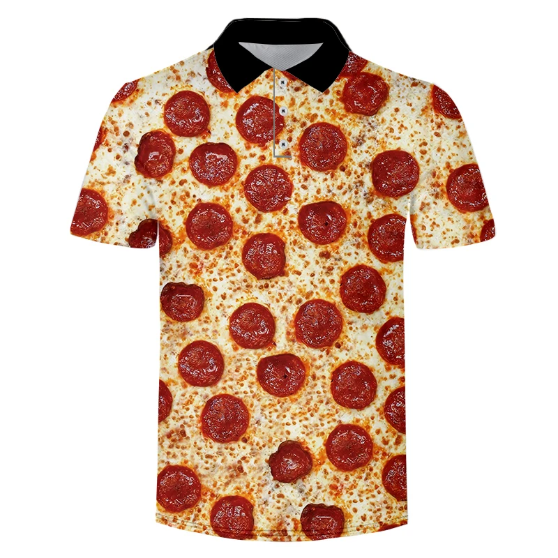 

LCFA Summer Men's Polos Shirts Fashion Men Pizza Food Funny Short Sleeve Polos Shirts Male Print Tops Tees Para Hombre Clothing