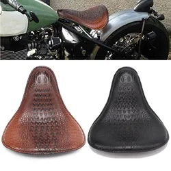 Motorcycle Retro Brown/Black Alligator Pattern Solo Seat For Harley Chopper Bobber Leather Saddle Seat Honda Yamaha Xs650