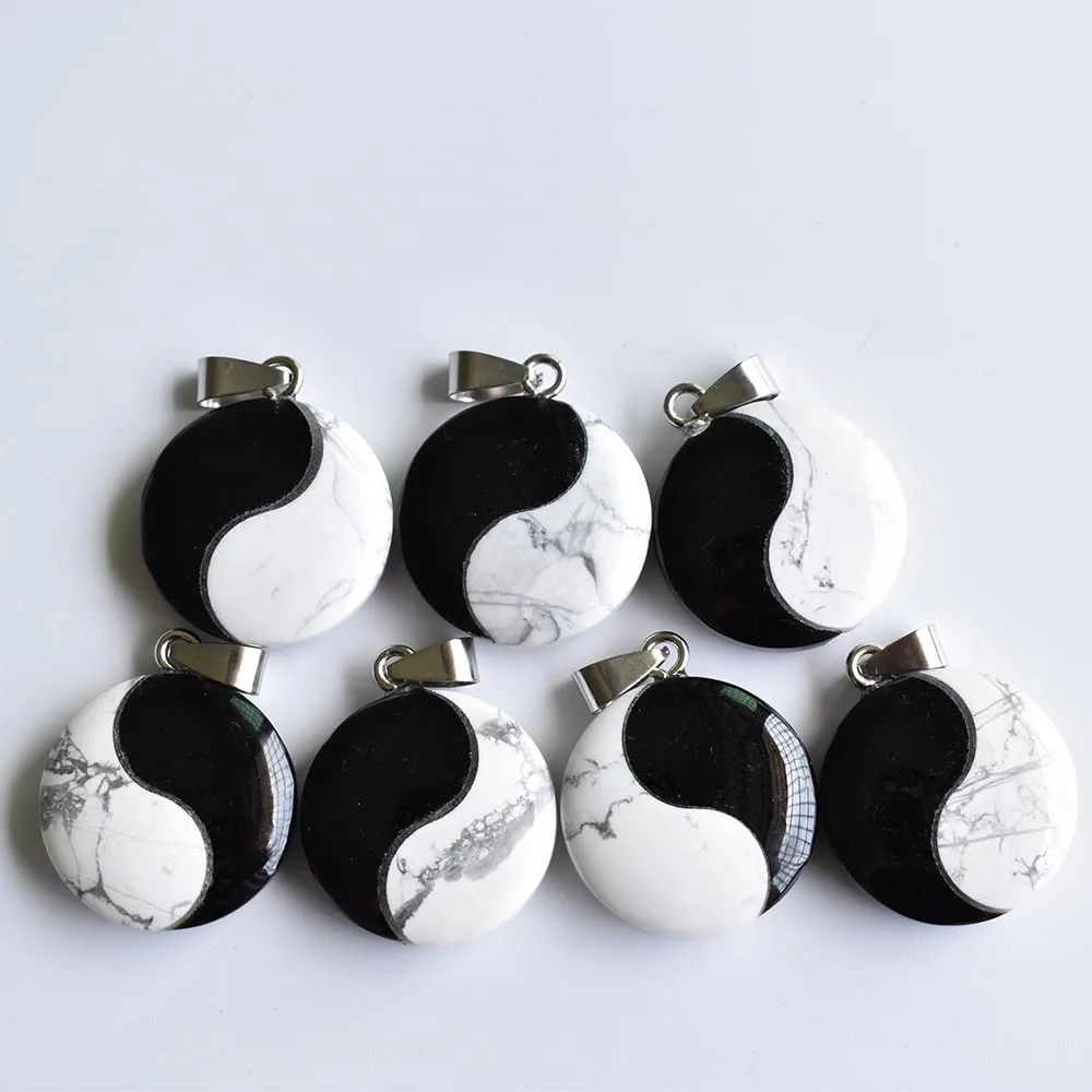 2020 bestselling top quality natural stone Tai Chi Yin Yang Charm pendants for jewelry making 6pcs/lot Wholesale free shipping