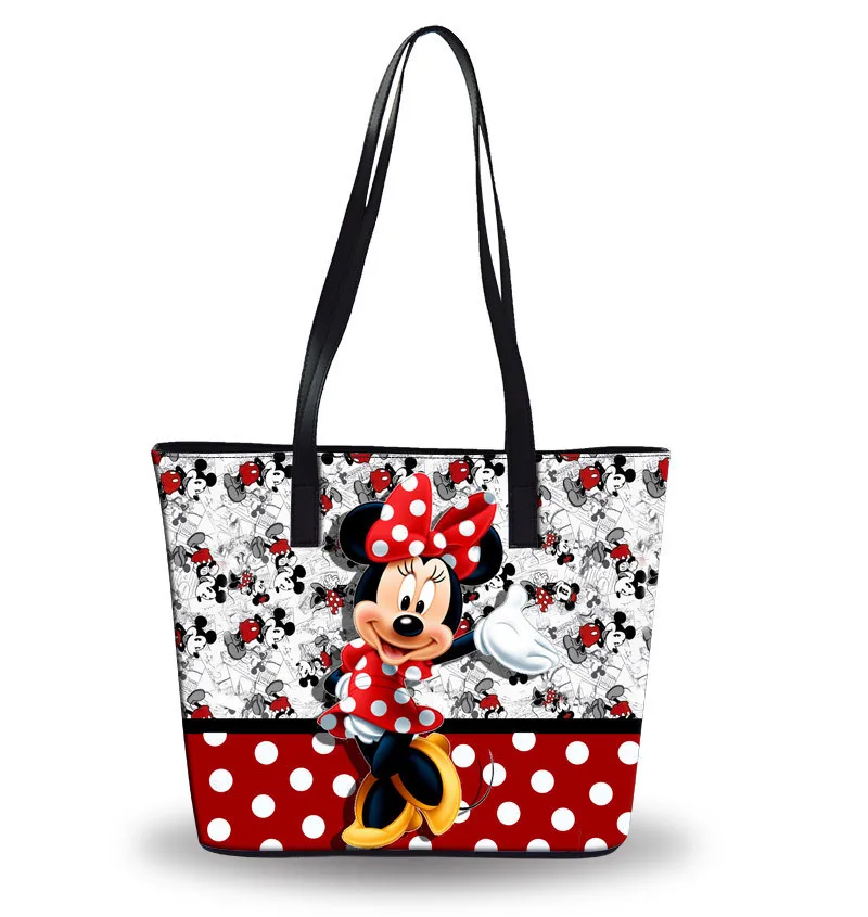 Disney New Mickey Minnie Shoulder Bag Cartoon Lady Handbag Large Capacity Bag Girl Travel Beach Bag Waterproof Fashion Handbag