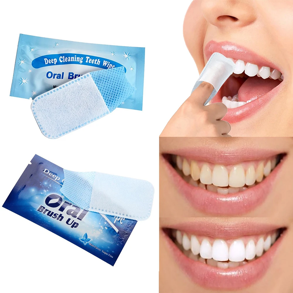 40Pcs Oral Brush Up Wipe Fingertip Tooth Brush Oral Deep Cleaning Wipes Dental White Teeth Oral Hygiene Teeth Whitening