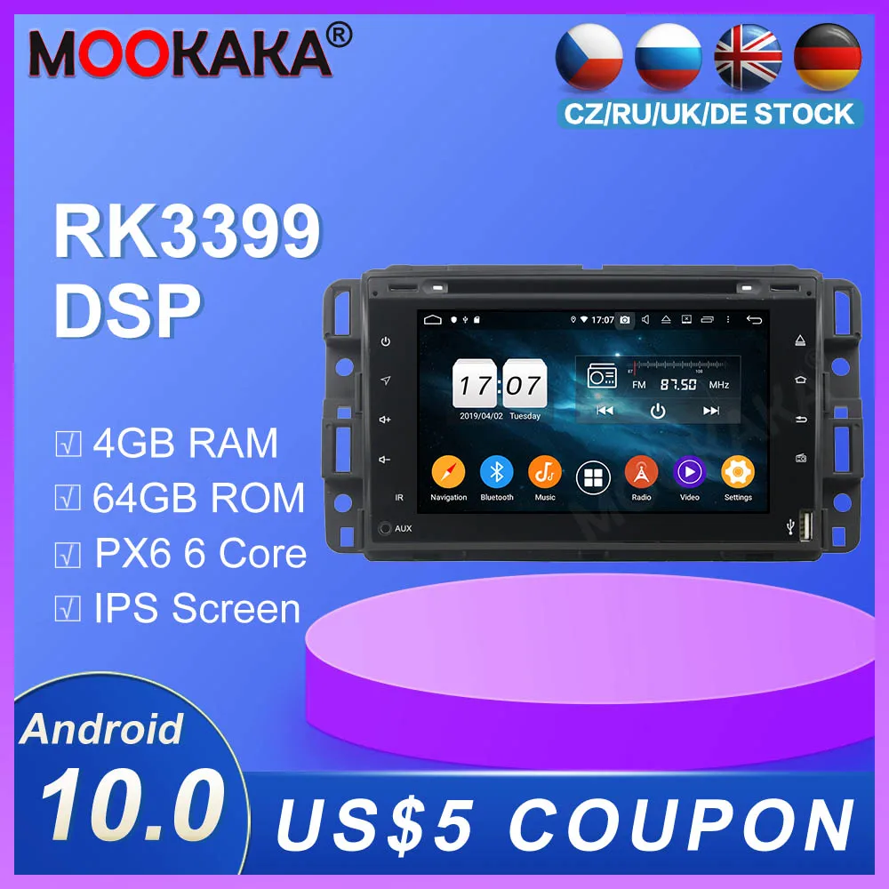 Android 10.0 Car GPS Navigation Multimedia Player For GMC Yukon Tahoe 2007 2008 2009-2012 Full Touch Car Stereo Radio DVD Player