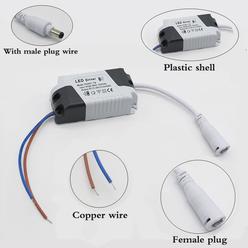 LED Power Supply 1W-24W 280mA Driver Adapter With SM Or DC Plug  AC90-265V Lighting Transformer For LED Panel Light Downlight