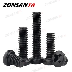 ZONSANTA M1.2 M1.4 M1.7 M2 M2.5 M3 M4 M5 M6 DIN7985 Black Carbon Steel Cross Recessed Pan Head machine Screw Phillips TV Bolts