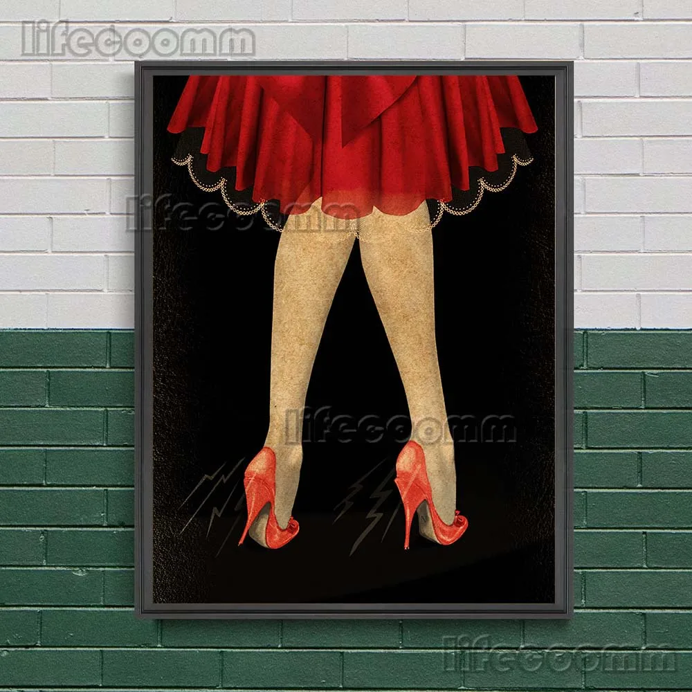 Red High Heels And Skirts Abstract Wall Art Canvas Painting Red Dragon And Tiger Vintage Witchcraft Element Poster And Prints