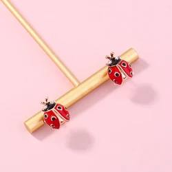 Fashion Cute Ladybug Stud Earrings Rhinestone Beetle Earrings Women Girl Cosplay Party Gift Anime Jewelry Ornament
