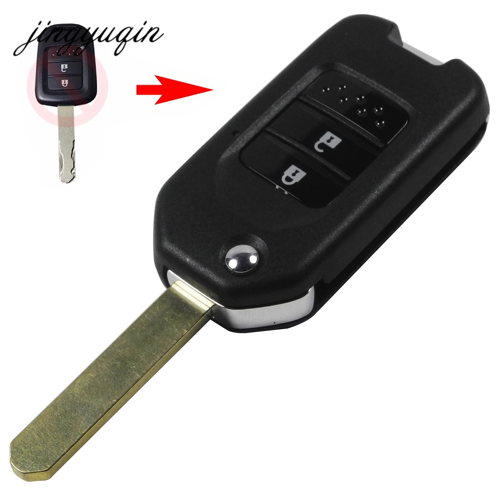 

Jingyuqin 10pcs/lot 2/3 Buttons Remote Key for Honda Civic Accord City CR-V Fit Jazz XR-V Vezel HR-V FRV Car