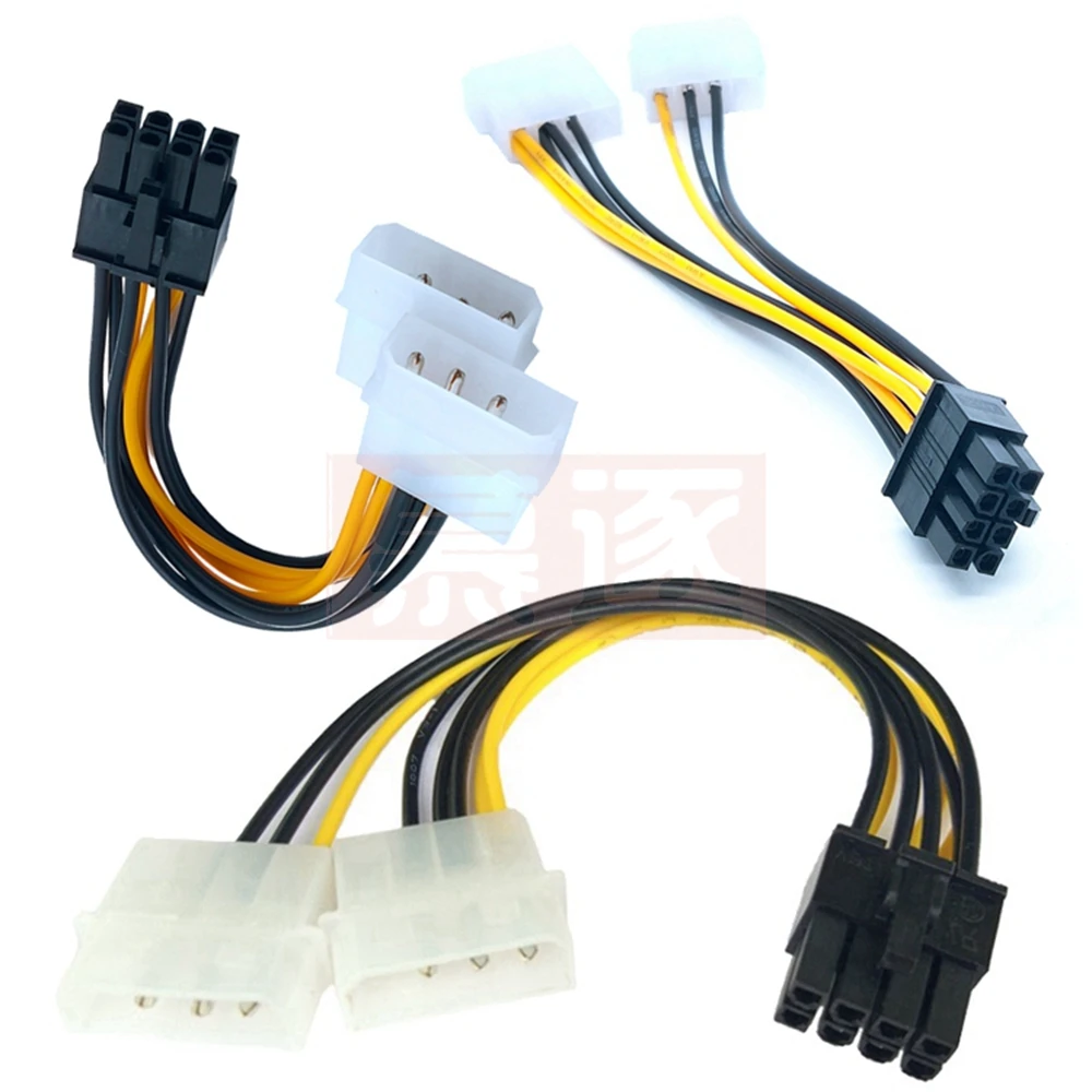 Neue Heiße 6 inch 2 x Molex 4 pin zu 8-Pin PCI Express Video Karte Pci-e ATX NETZTEIL power Converter Kabel-Molex zu Pcie 8 pin