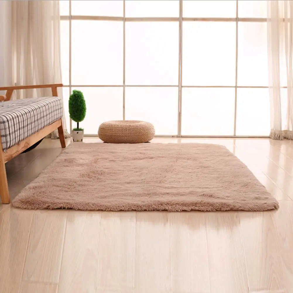 พรมกำมะหยี่ hiasan kamar ใช้สอยพรมขนปุยหนาพรมห้องนอนกันลื่นพื้นนุ่มพรมเลานจ์พื้นขนาดใหญ่ที่เป็นของแข็ง