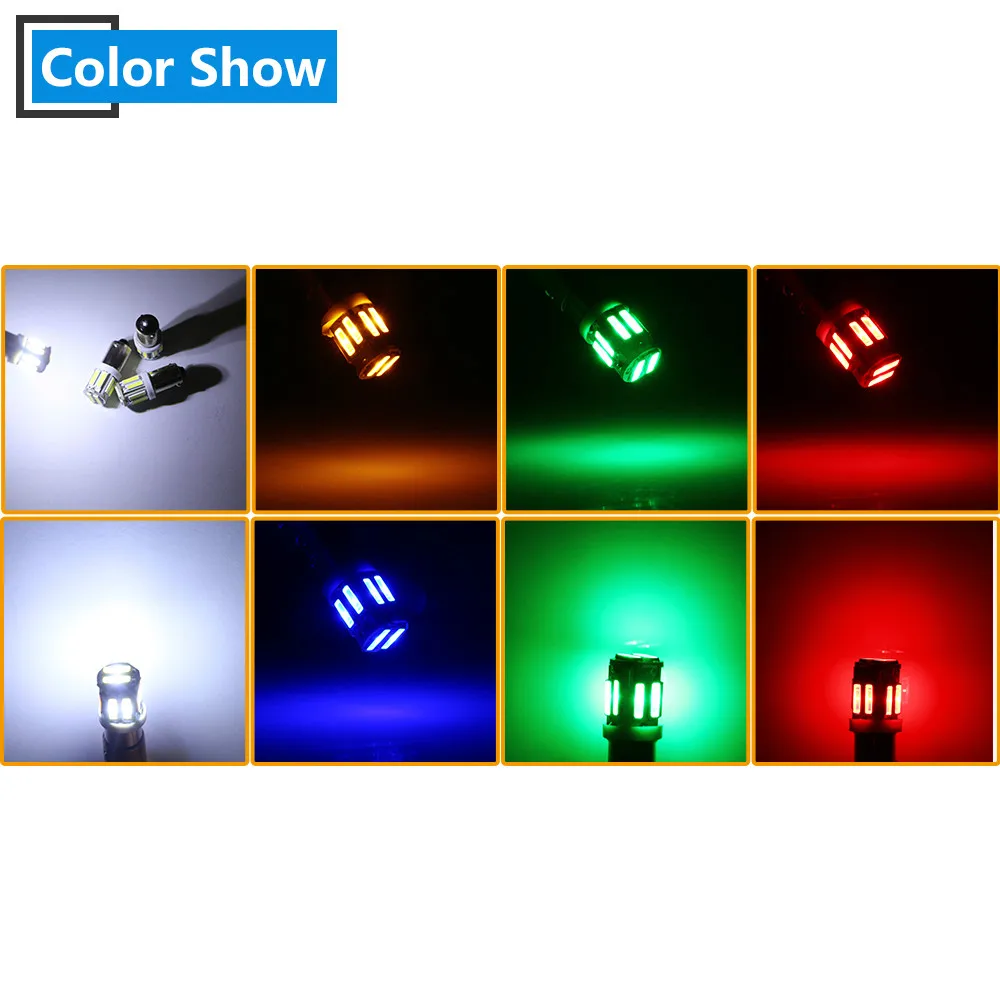 5PCS DC 12V 24V T11 BA9S 7014 10 SMD 250LM Led Bulb Door Side Map Indicator Reverse Reading Tail Light Car White Red Blue Amber