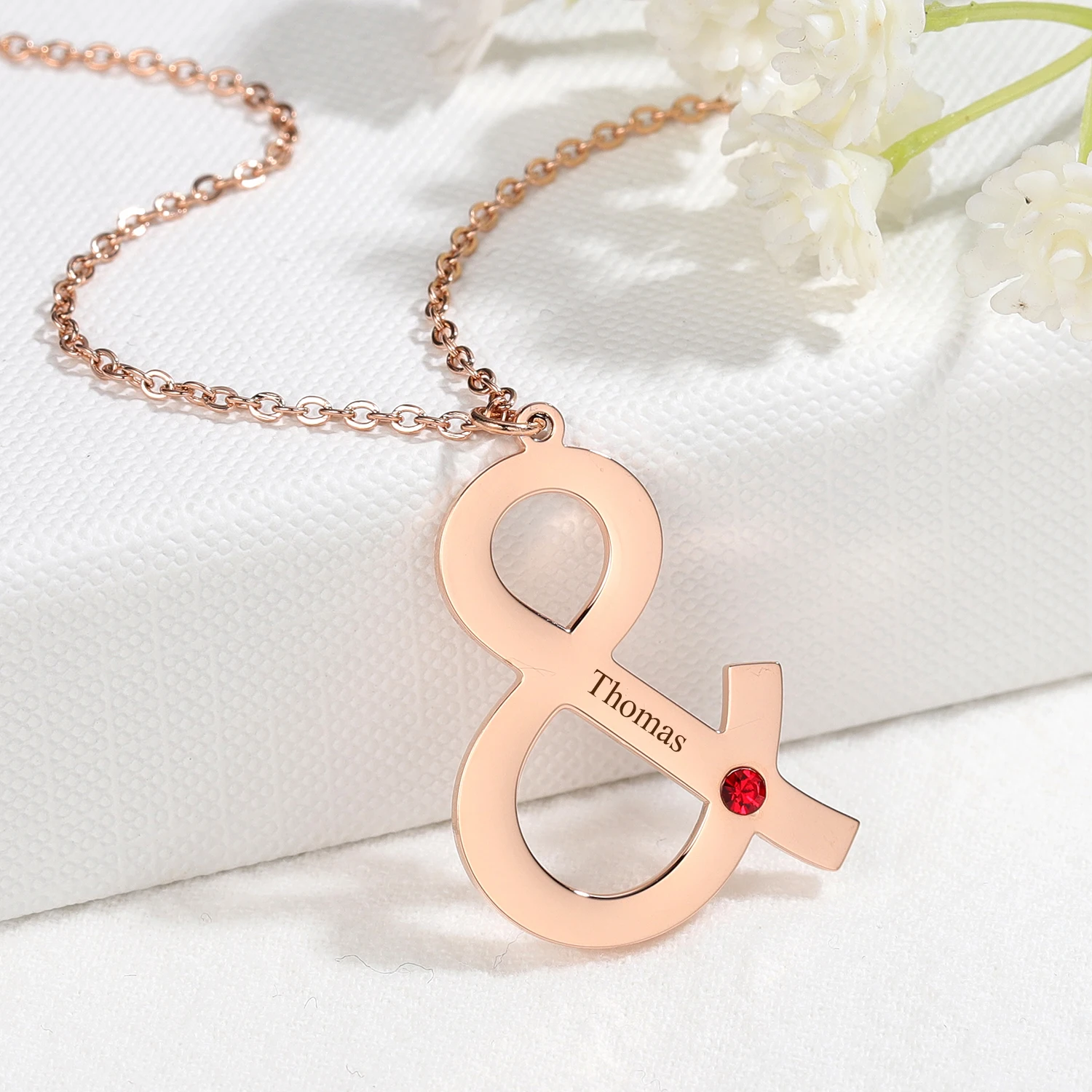 

Stainless Steel Engrave Letter Pendant Custom Name Necklace Personalized Birthstone Necklace For Women Birthday Jewelry Gife