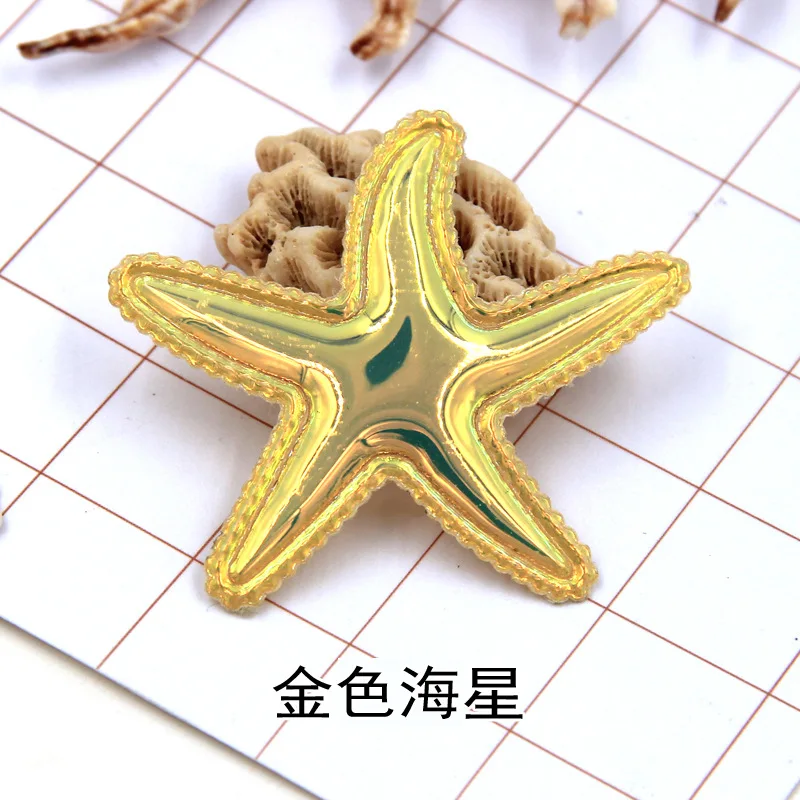 Pu Shiny Starfish and Shell Padded Appliques, Cake Insert Cards, Children Hair Clip Accessories, DIY Kid Patches, 30Pcs Lot