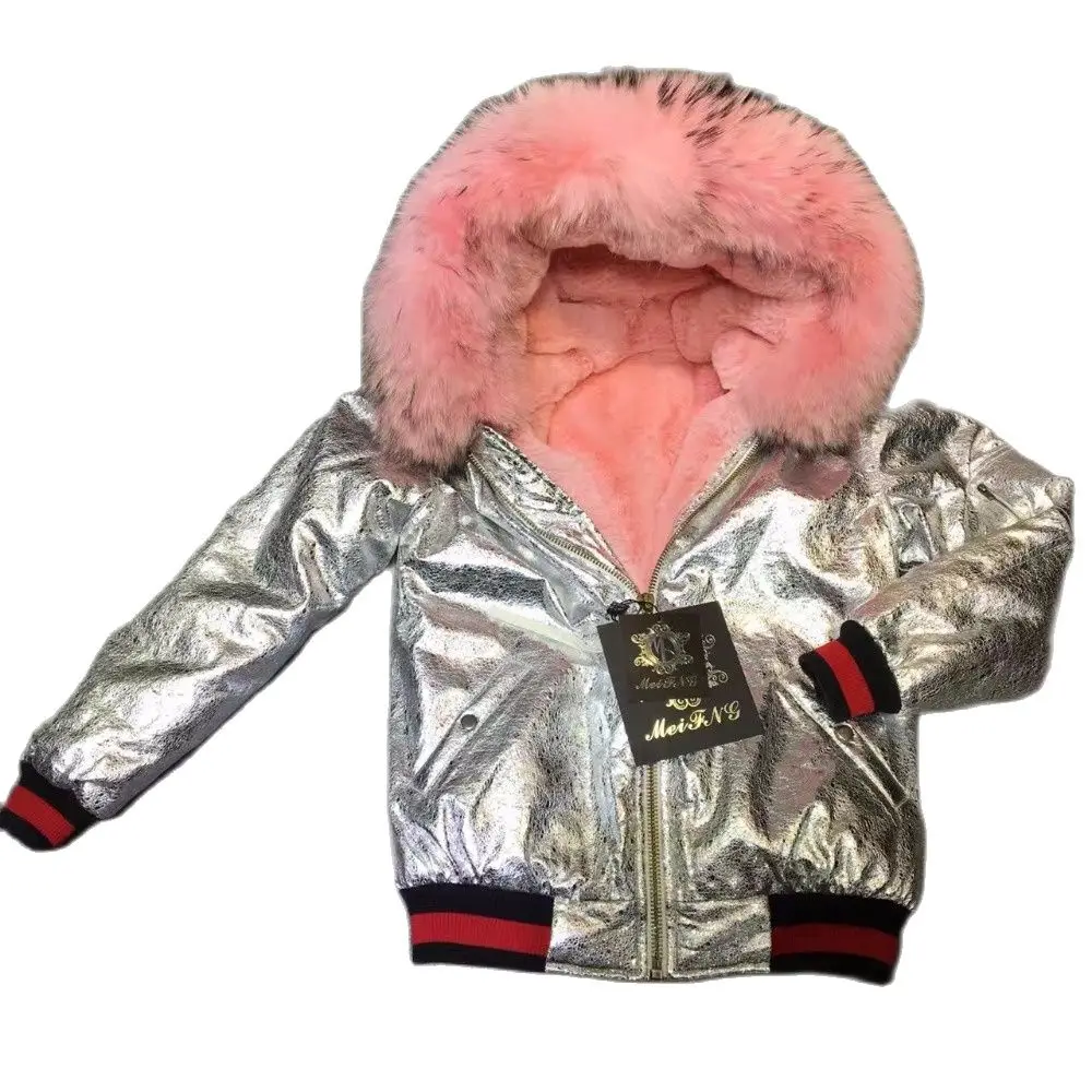 

Sliver Leather Short Fur Parka Mrs Mr Casual Wear,Light pink Raccoon Fur Hoodies Winter Outer Parka Wear