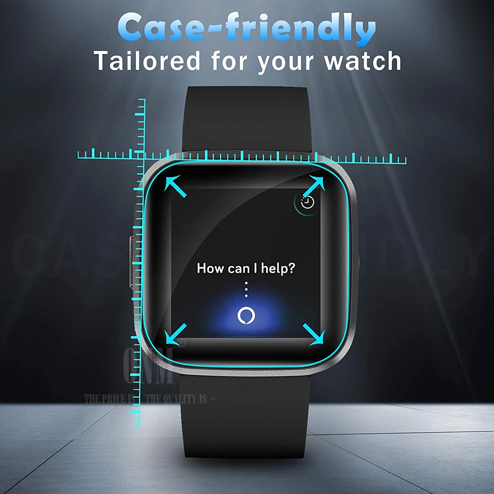 Película protectora de pantalla para reloj Fitbit Versa 2 3 Versa2 Versa3, cubierta completa de borde curvo 5D, suave y transparente (no de vidrio)