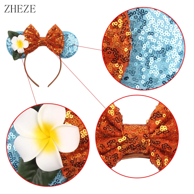 10Pcs/Lot 2025 NEW Festival Mouse Ears Headband Girls Sequins Bow Hairband Party Cosplay DIY Hair Accessories Wholesales