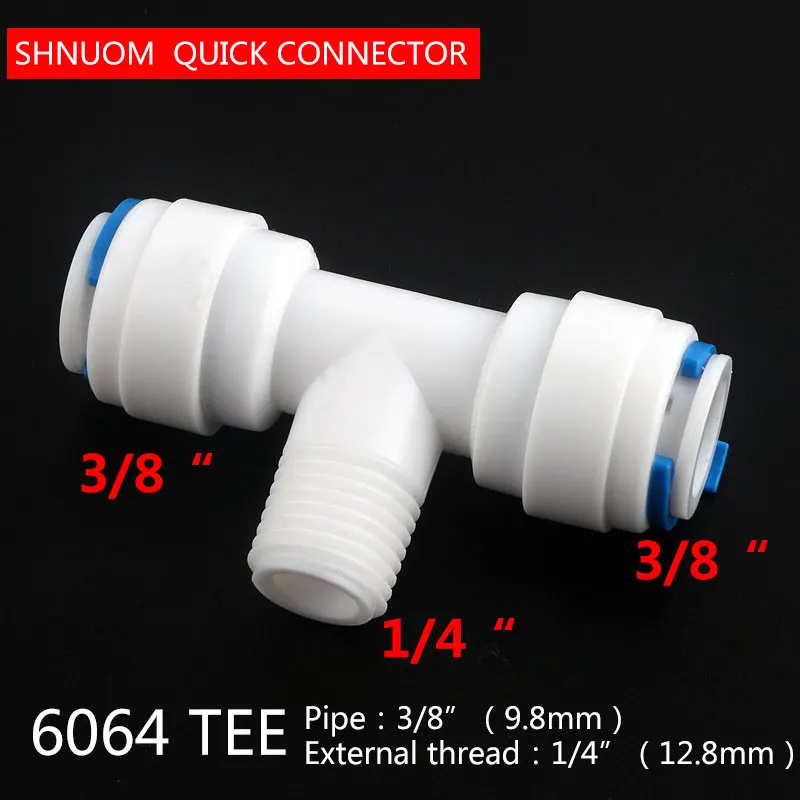 1/4 "おねじクイック接続3/8" チューブホース等しいタイプt水コネクタ直径変更逆浸透水族館男性tシャツ