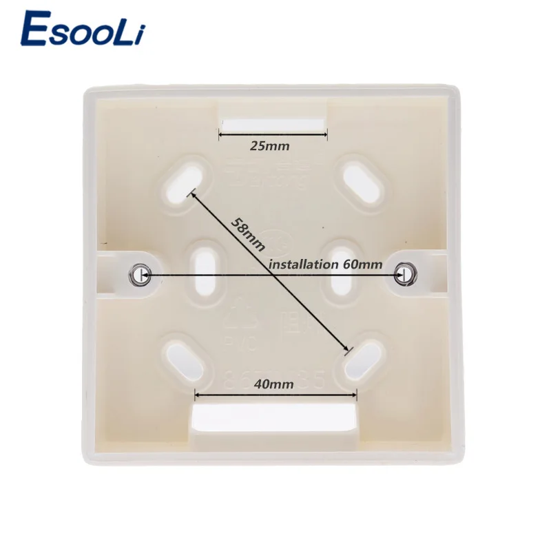 EsooLi 86X86 PVC Thickening Junction Box Wall Mount Cassette External mounting box uitable for 86 standard switch and socket