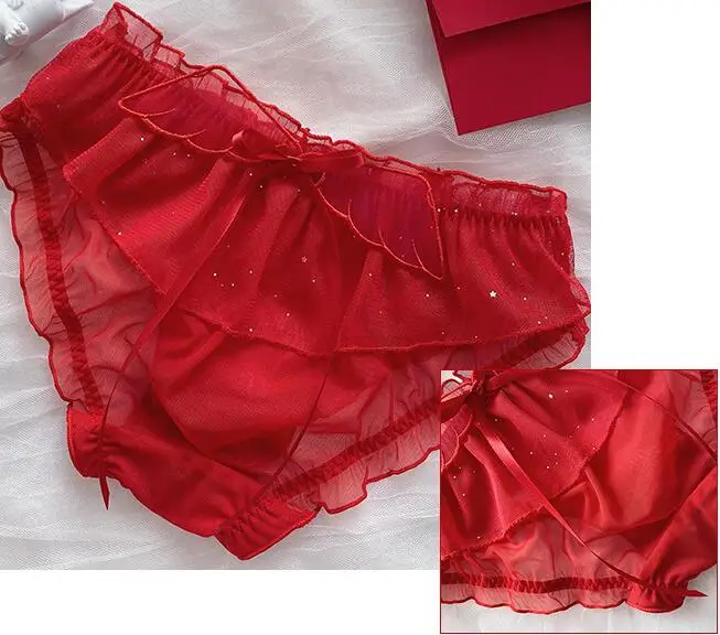 2020 New 2nd Shipping Free M L  XL Christmas Holiday Birthday Red Lolita Sexy Lace Panties Briefs Knicker Lingerie Underwear