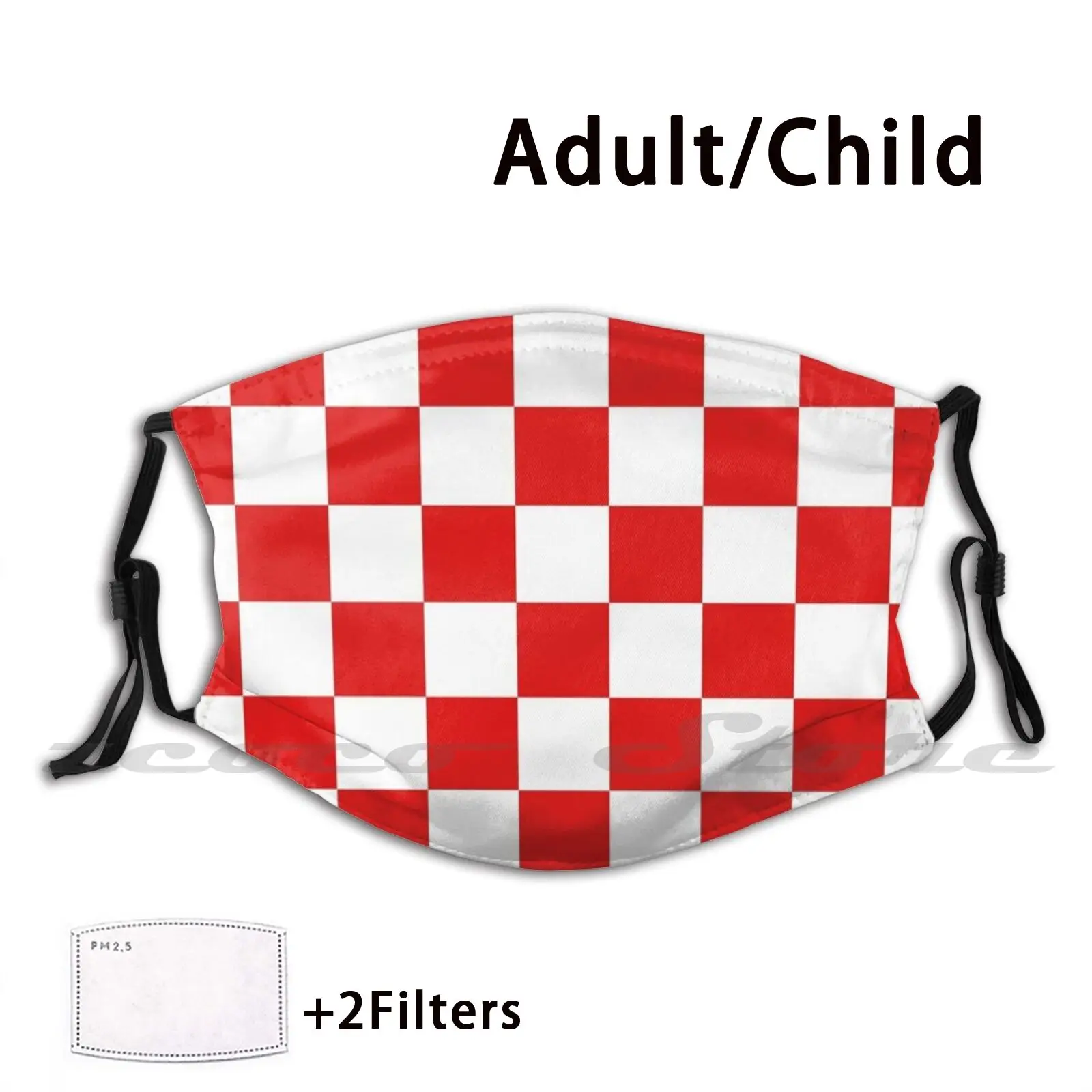 

Croatia Checkered Pattern Washable Trending Customized Pm2.5 Filter Mask Croatia National Football Emblem Croatian Country