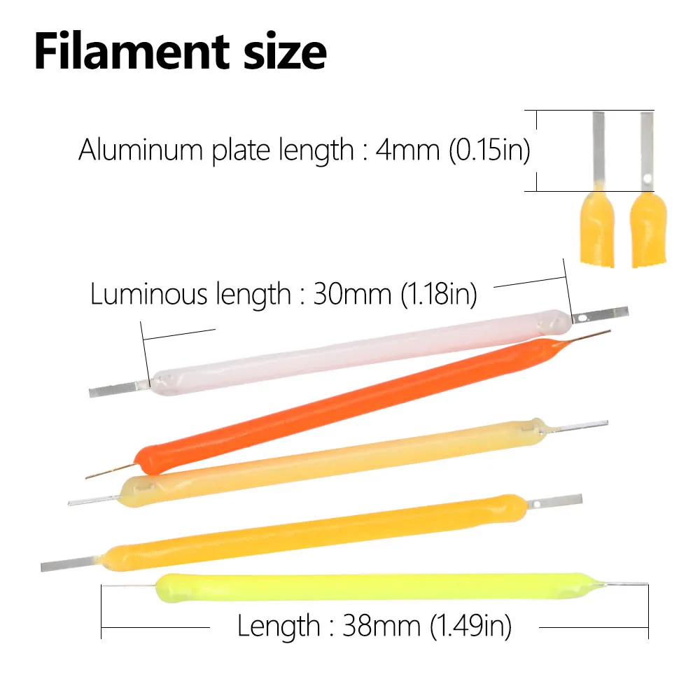 50pcs Rigid Filament LED Filament Bulb Lamp Parts Accessories Diode For Repair 38mm DC3V 100mA Incandescent Light Edison Lamp