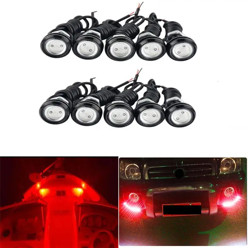 10pcs Red White Green Blue Amber LED Eagle eye Car Fog DRL Front Grille Lights Underwater Marine Boat Yacht Light