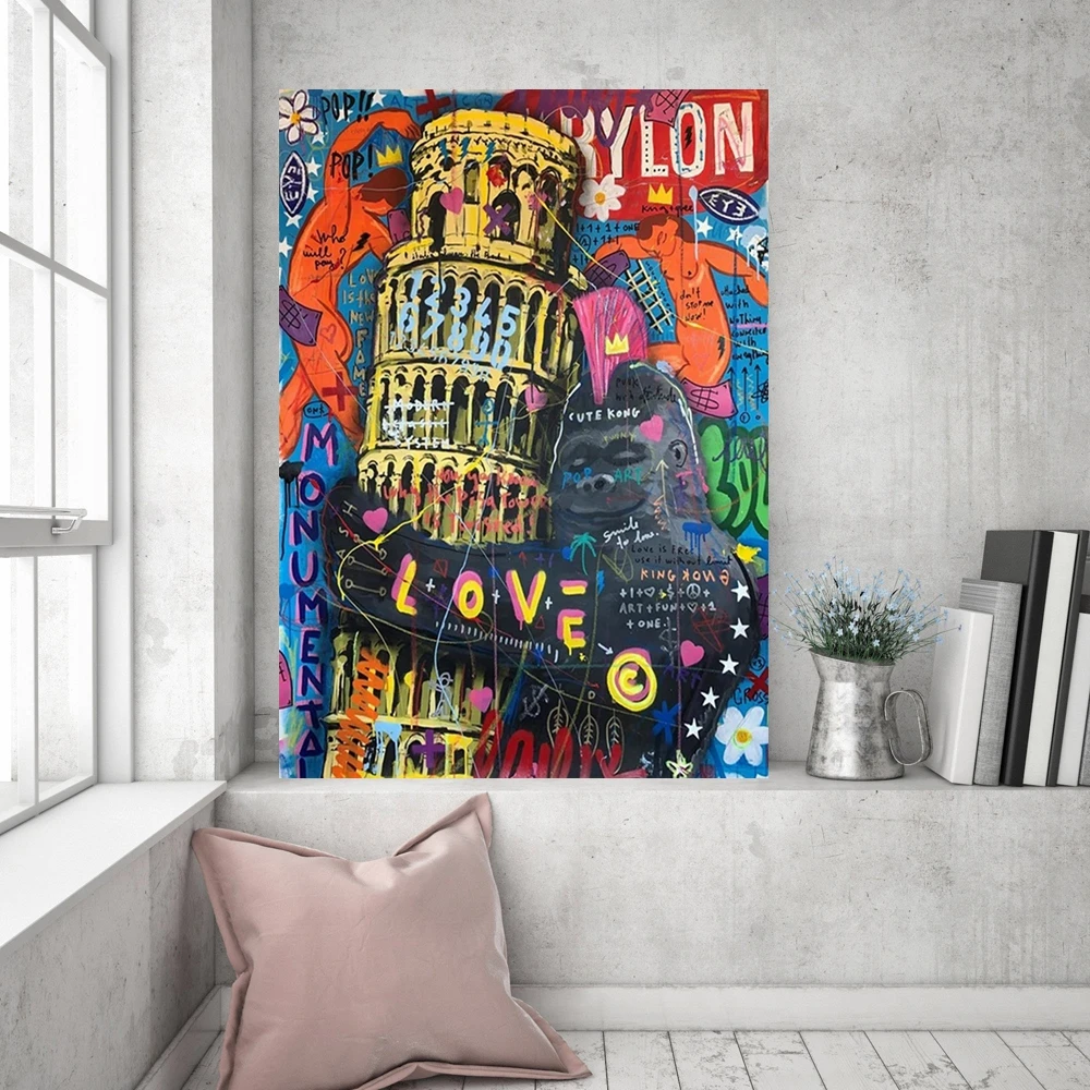 Diamond Painting Graffiti Orangutan The Leaning Tower Of Pisa Full Drill Cross Stitch Mosaic DIY Picture Embroidery Home Decor