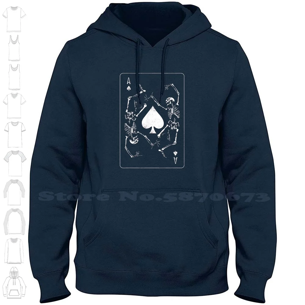 Goth Punk Card Shark Gambler Skeleton 100% Cotton Hoodie T-Shirt Dice Skull Grunge Cafe Pretzel Cafepretzel Street Queen Of