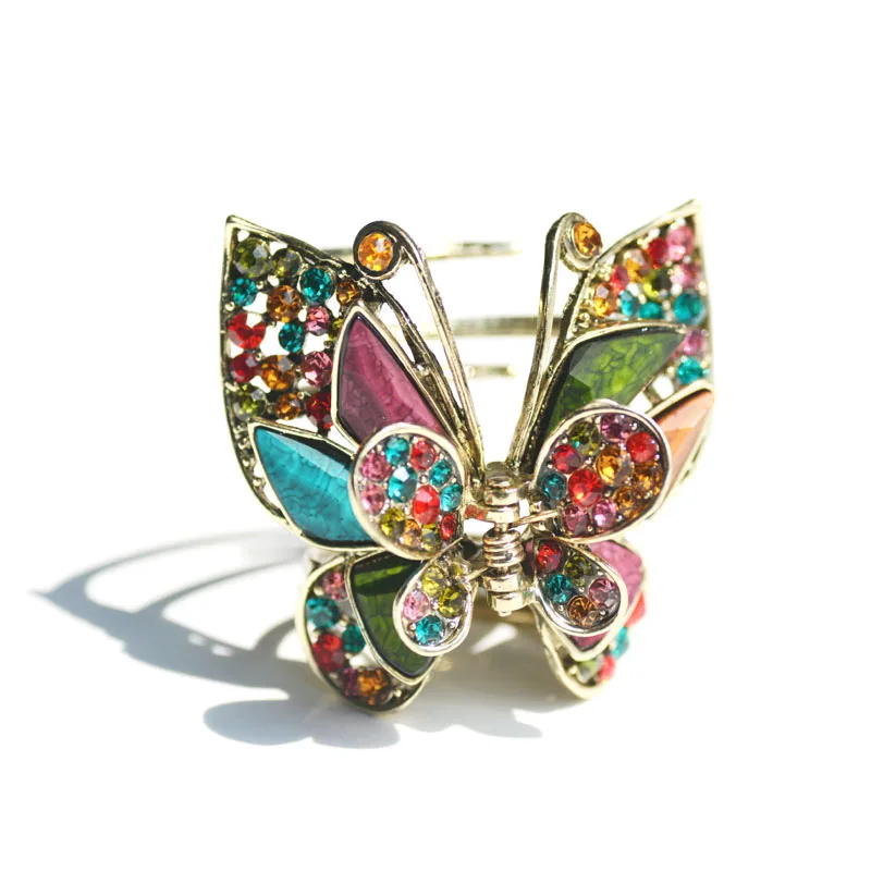 Morkopela Vintge Butterfly Hair Clip Rhinestone Hair Claw Crab Women Banquet Metal Hair Accessories Jewelry