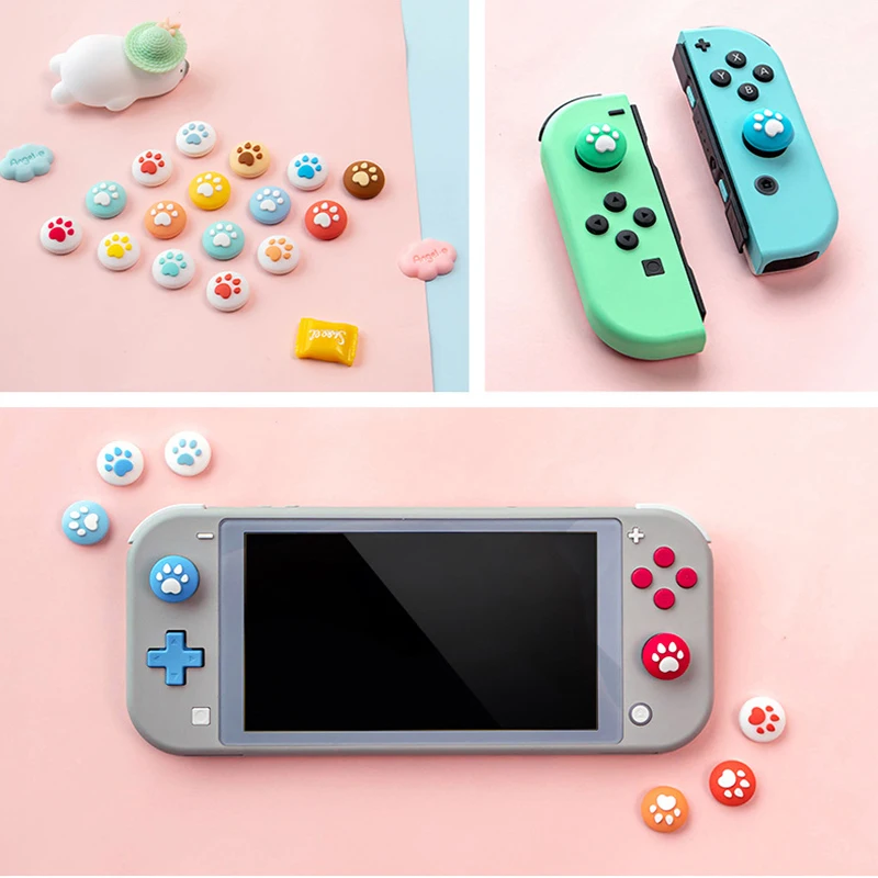 Cat paw thumb grips case for nintendo switch cap controller joystick cover for nintendo switch lite joycon buttons accessories