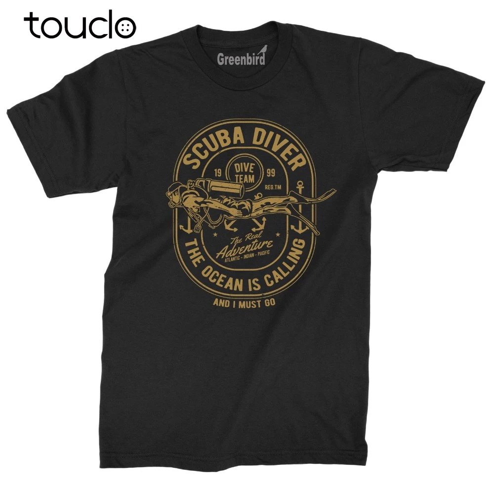 New Pure Cotton Short Sleeves Hip Hop Fashion Scuba Diver T-Shirt Adventure Ocean Sailing Swimming Nature Diving Aquaman
