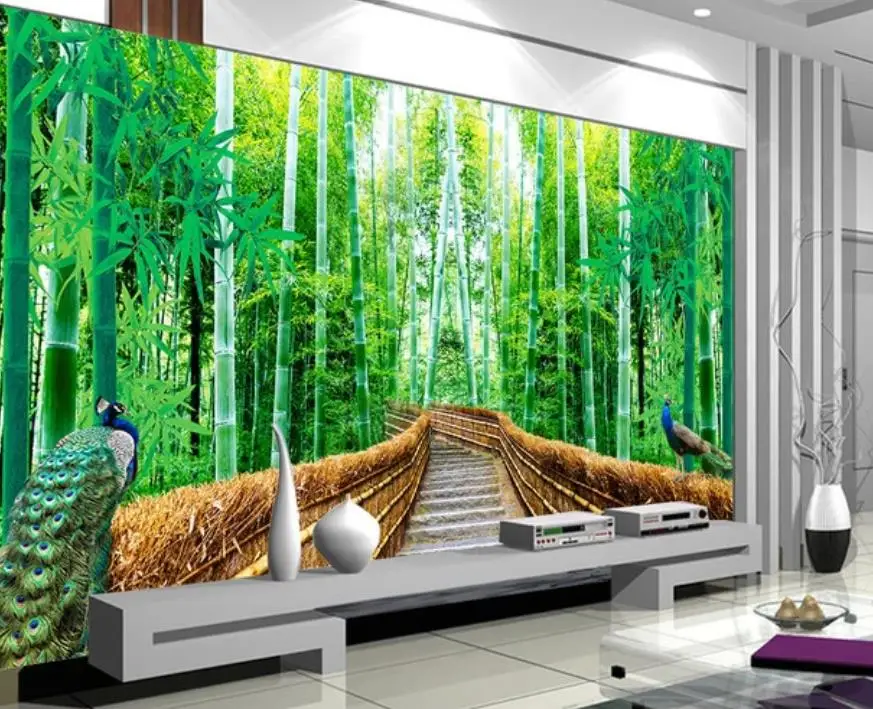 

3d bamboo forest trail landscape background wall painting wallpaper for walls 3 d for living room