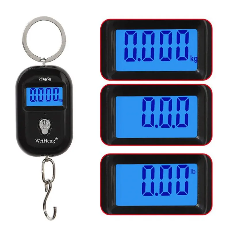 Imagem -05 - Mini Escala de Suspensão Portátil para Bagagem 25kg 5g Eletrônico Digital Luz de Fundo Steelyard Pendurado com Gancho 40