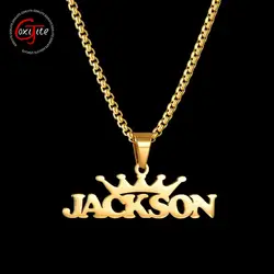 Goxijite Trendy Big letter Name Necklace With Crown For Women Personalized Letter Nameplate Pendant Necklaces Custom Jewelry