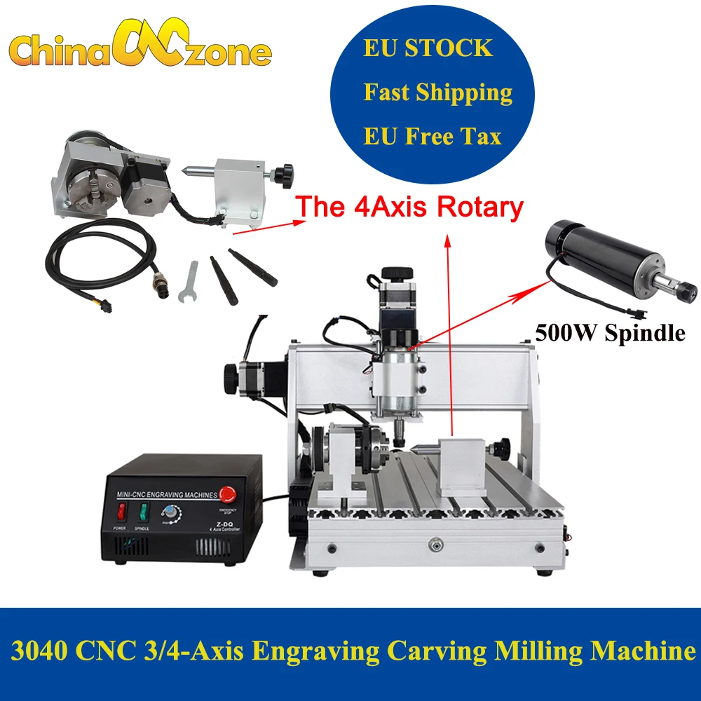 

3040Z-DQ 3/4-Axis 500W 3040 CNC Router Engraving Milling Machine CNC Mini Parallel USB Port Desktop Ball Screw for Wood Mental