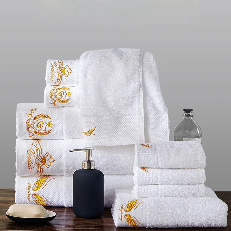 AHSNME White Cotton Personalise Bath Towels Hotel SPA Club Sauna Beauty Salon Custom Embroidery Logo Restaurant Hand Towel