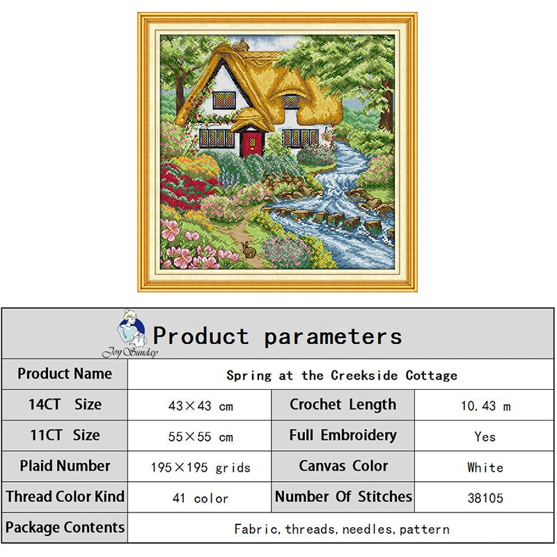 Cabin scenery series stamped cross stitch DIY handmade needle and thread kit Aida 14CT 11CT printed canvas fabric embroidery set