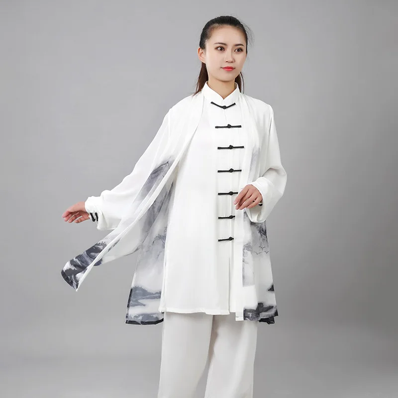 High Quality Ink Tai Chi Suit Taiji Kung Fu Martial Arts Performance Uniforms Printing Nanquan Competition Clothing